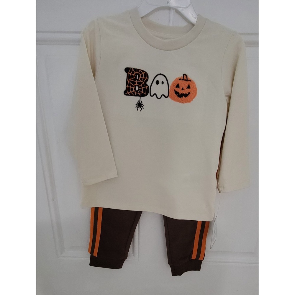 Magical Kids Boys Set 2-Piece Sweatshirt & Pants Halloween 12M Beige And Brown N